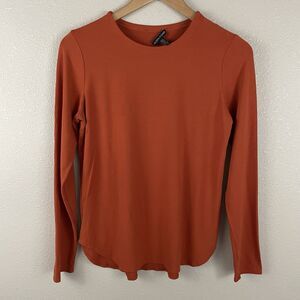 Eileen Fisher Womens S Orange Viscose Jersey Long Sleeve Round Hem